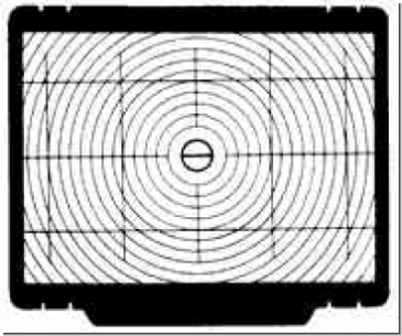 Einstellscheibe für Nikon F3 Type R, Gitterlinien und Schnittbild