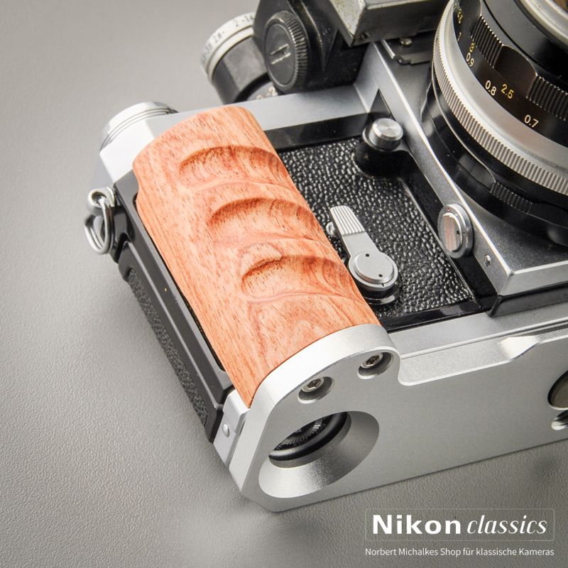 Handgriff für Nikon F mit Arca Swiss Stativplatte, silber (Neuware)