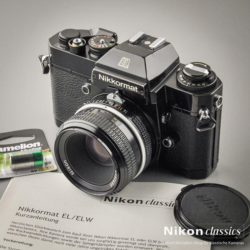 Nikkormat EL schwarz mit Nikkor 50/2,0 (Zustand AB)