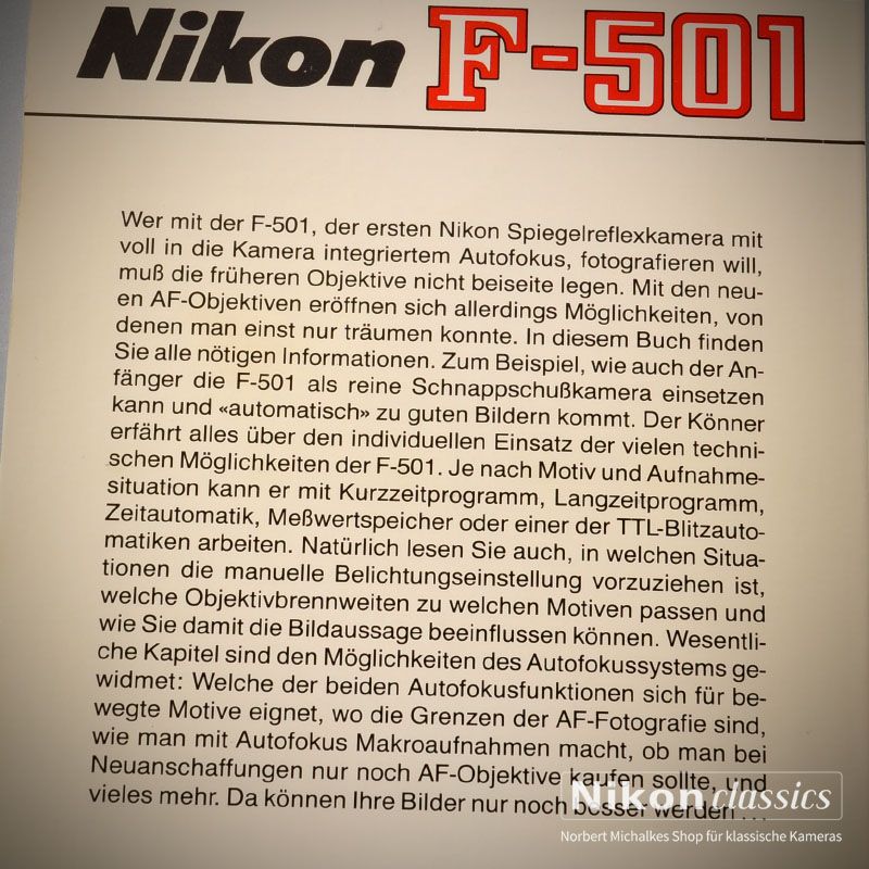 Nikon F501, german book